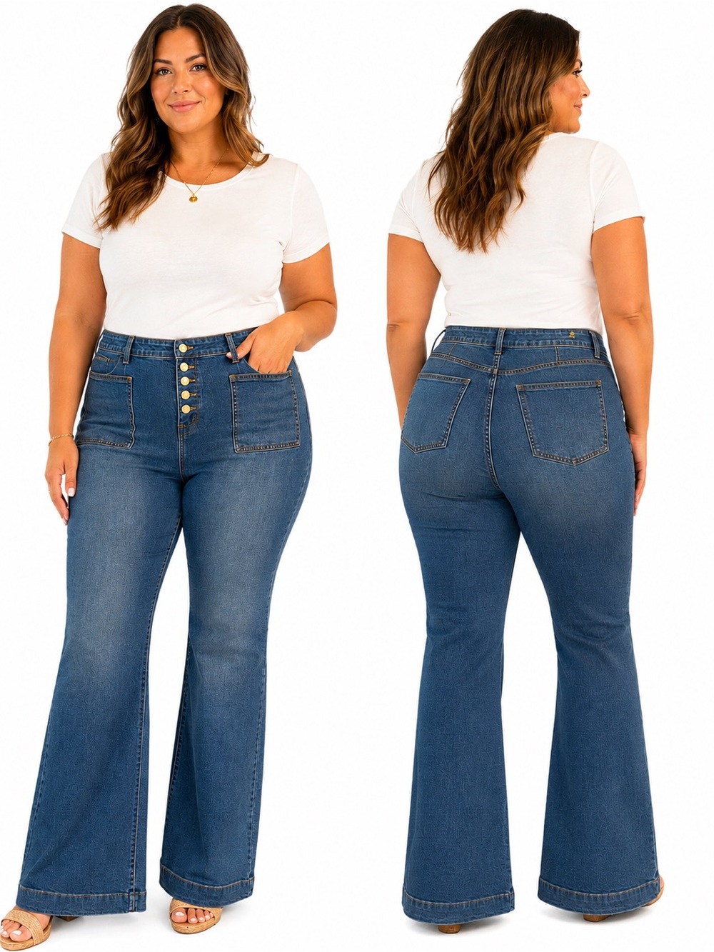 Michael Kors Dark Blue Selma Bootcut Jeans with Button-Fly NWT size 18W